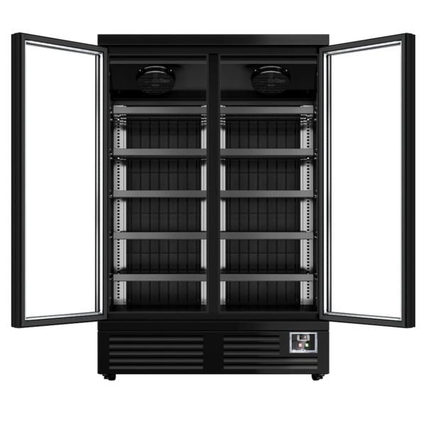 Étagère réfrigérée murale - 1310mm - 991 litres - avec éclairage LED, portes vitrées isolées et 5 étagères