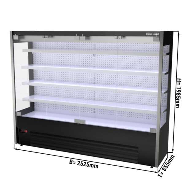 Vitrine réfrigérée murale - 2525mm - avec éclairage LED, portes vitrées & 4 étagères