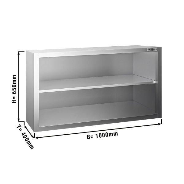 Armoire murale inox PREMIUM - 1000x400mm - sans porte coulissante - hauteur 650mm