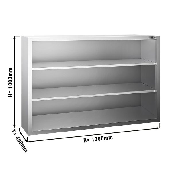 Armoire murale en inox PREMIUM - 1200x400mm - sans porte coulissante - hauteur 1000mm