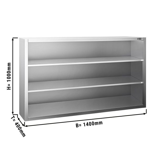 Armoire murale en inox PREMIUM - 1400x400mm - sans porte coulissante - hauteur 1000mm