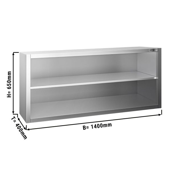 Armoire murale inox PREMIUM - 1400x400mm - sans porte coulissante - hauteur 650mm