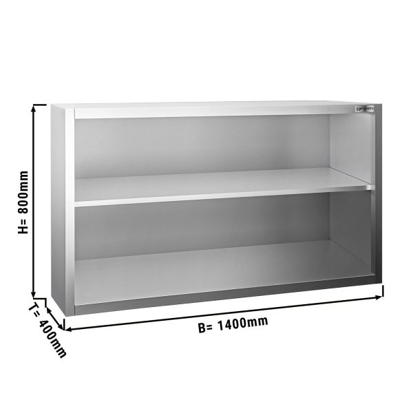 Armoire murale en inox PREMIUM - 1400x400mm - sans porte coulissante - hauteur 800mm