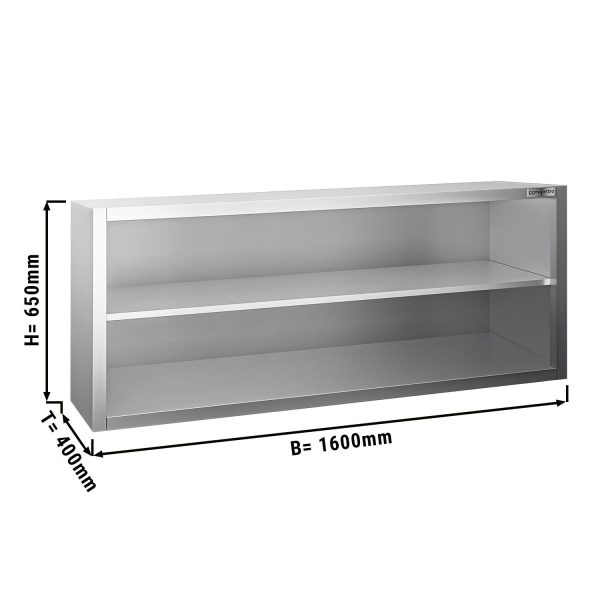 Armoire murale inox PREMIUM - 1600x400mm - sans porte coulissante - hauteur 650mm