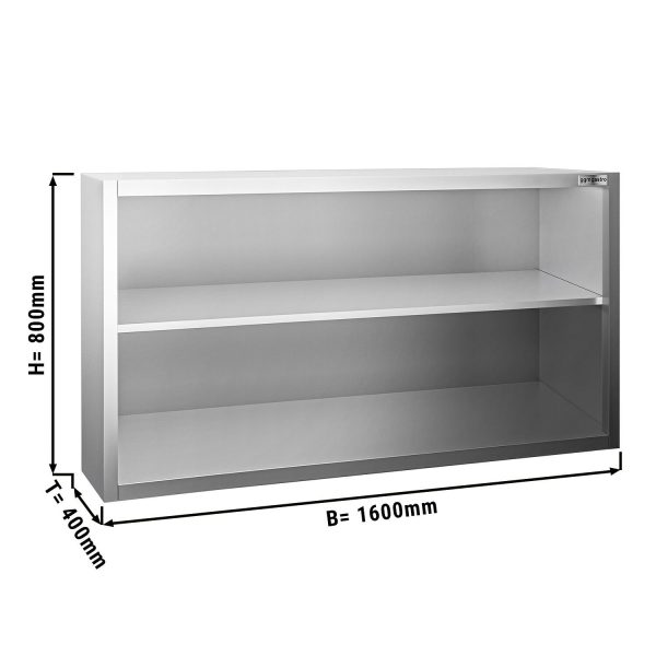 Armoire murale en inox PREMIUM - 1600x400mm - sans porte coulissante - hauteur 800mm