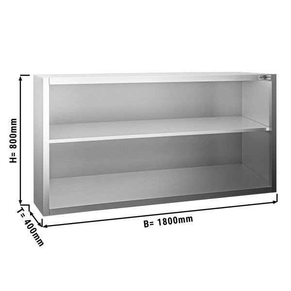 Armoire murale en inox PREMIUM - 1800x400mm - sans porte coulissante - hauteur 800mm