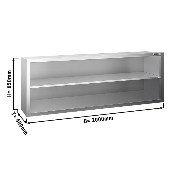 Armoire murale en inox PREMIUM - 2000x400mm - sans porte coulissante - hauteur 650mm