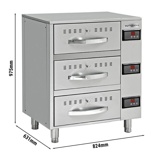 Armoire chauffante - 824mm - 3 tiroirs