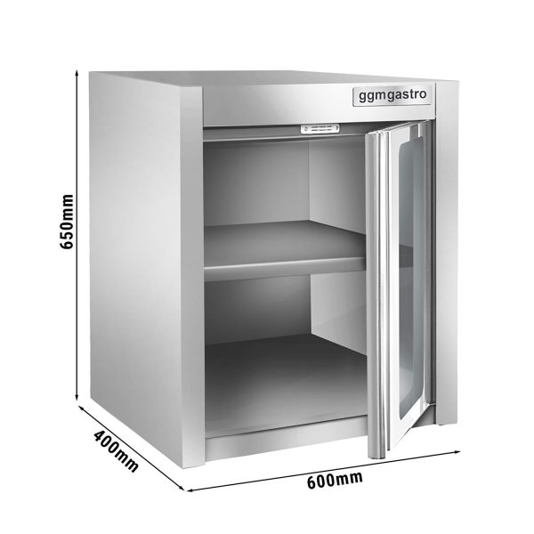 Armoire murale en inox - 600x400mm - avec porte battante en verre - hauteur 650mm