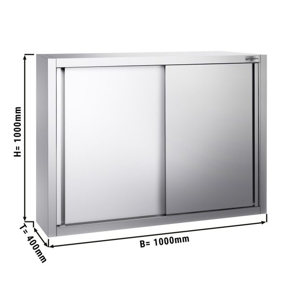 Armoire murale en inox PREMIUM - 1000x400mm - avec porte coulissante - hauteur 1000mm