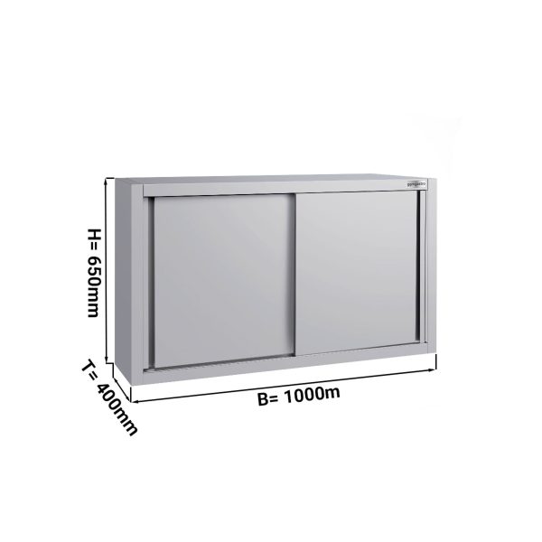 Armoire murale en inox ECO - 1000x400mm - avec porte coulissante - hauteur 650mm