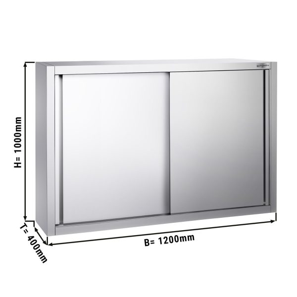 Armoire murale en inox PREMIUM - 1200x400mm - avec porte coulissante - hauteur 1000mm