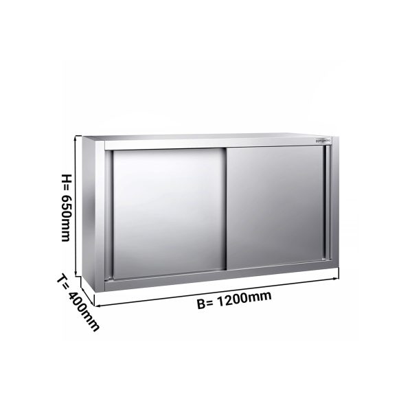 Armoire murale en inox PREMIUM - 1200x400mm - avec porte coulissante - hauteur 650mm