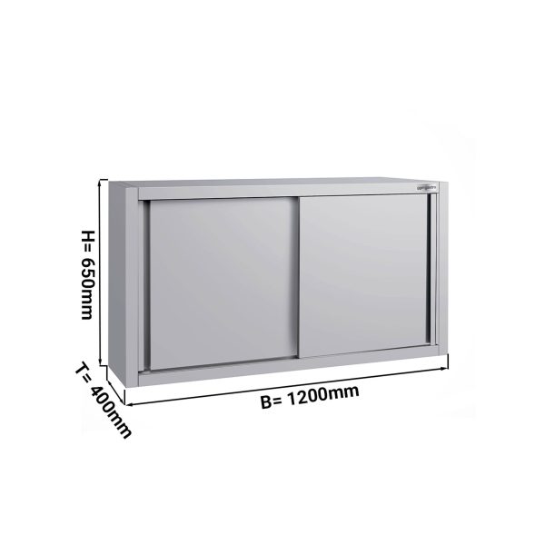 Armoire murale inox ECO - 1200x400mm - avec porte coulissante - hauteur 650mm