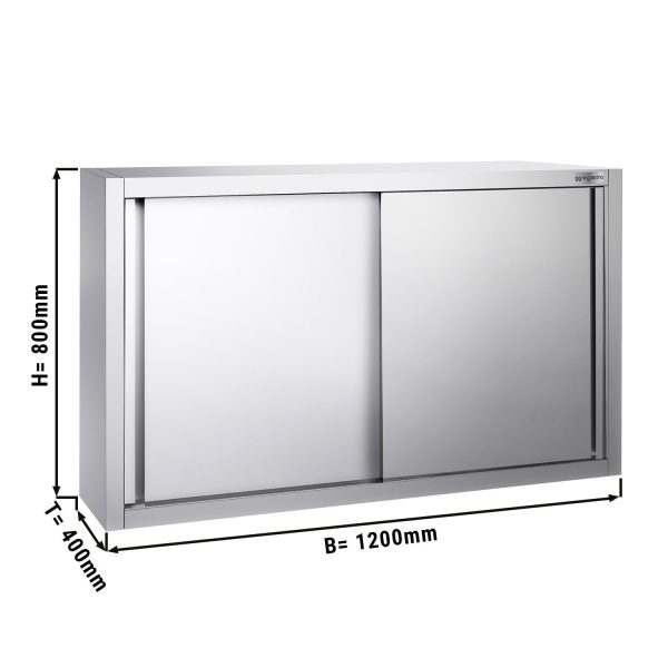 Armoire murale en inox PREMIUM - 1200x400mm - avec porte coulissante - hauteur 800mm