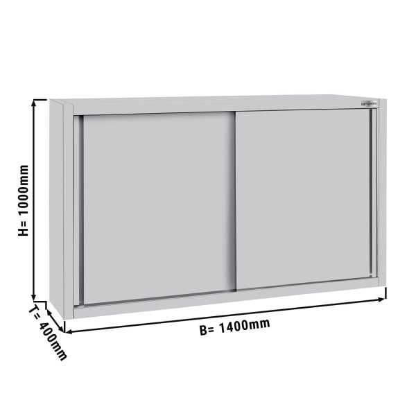 Armoire murale en inox ECO - 1400x400mm - avec porte coulissante hauteur 1000mm