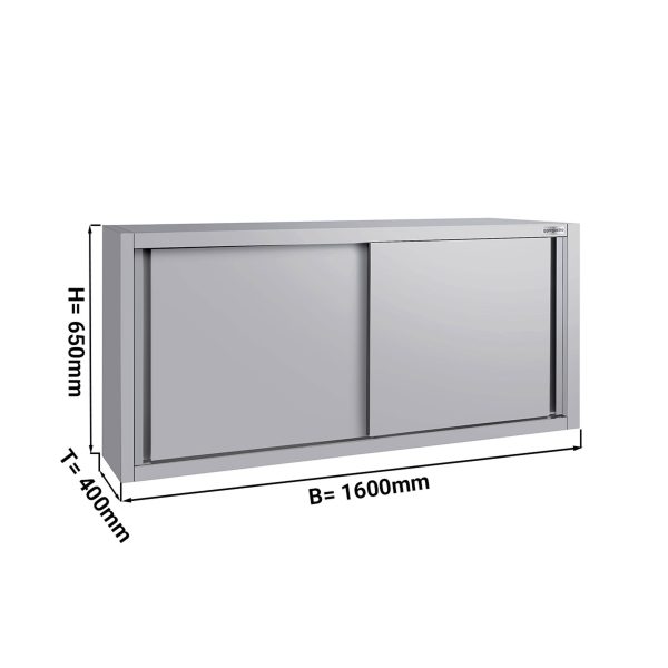 Armoire murale en inox ECO - 1600x400mm - avec porte coulissante - hauteur 650mm