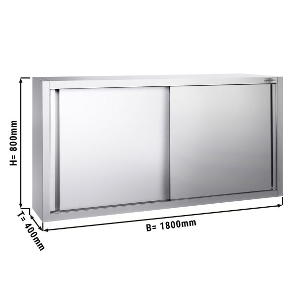 Armoire murale en inox PREMIUM - 1800x400mm - avec porte coulissante - hauteur 800mm