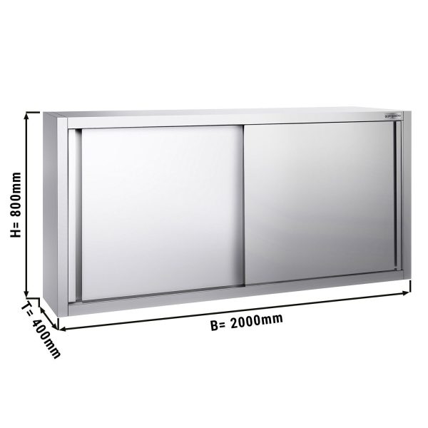 Armoire murale en inox PREMIUM - 2000x400mm - avec porte coulissante - hauteur 800mm