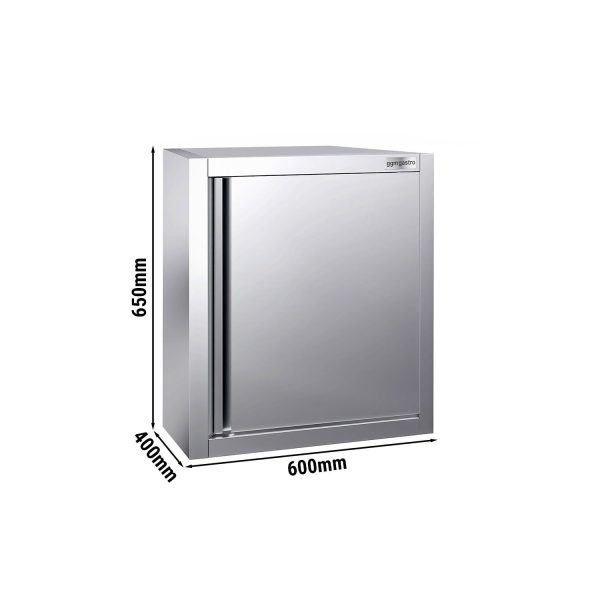 Armoire murale en inox PREMIUM - 600x400mm - avec porte battante - hauteur 650mm