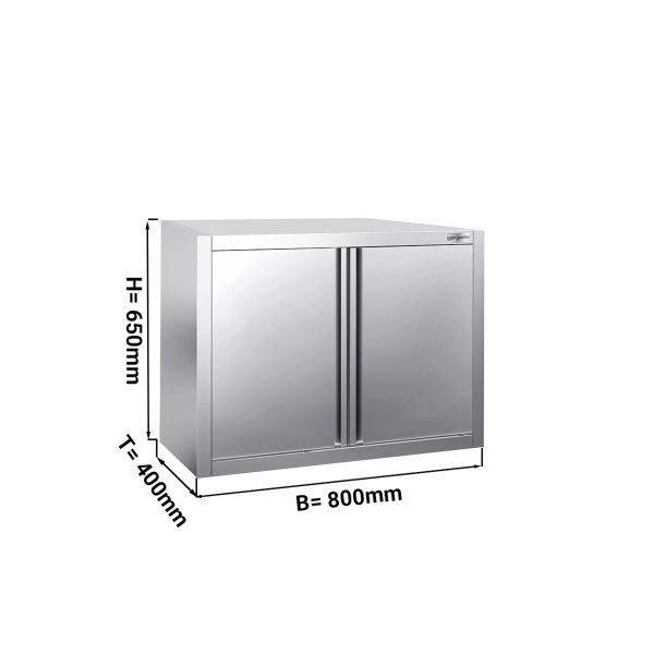 Armoire murale en inox PREMIUM - 800x400mm - avec porte battante - hauteur 650mm