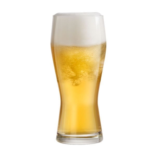 Verre de bière blonde pétillante