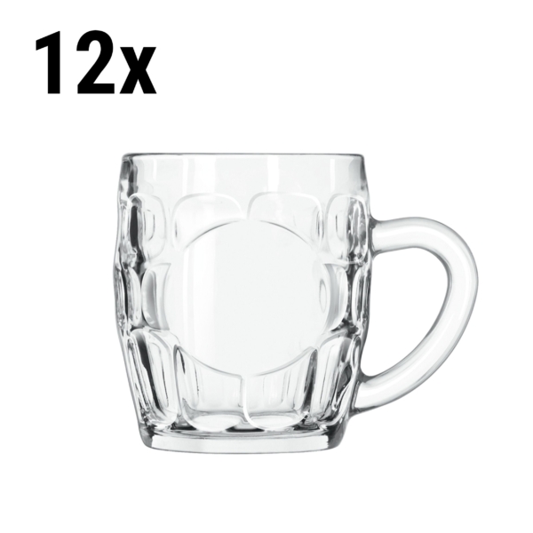 Douze chopes à bière en verre transparent