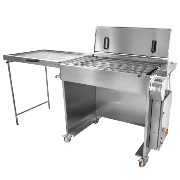 Grill industriel inoxydable avec table pliante