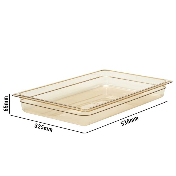 (6 pièces) CAMBRO | H-PAN™ - Conteneurs GN résistants à la chaleur 1/1 - Ambre - Profondeur 65 mm