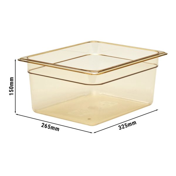 6 pièces CAMBRO | H-PAN™ - Conteneur GN résistant à la chaleur 1/2 - Ambre - Profondeur 150 mm