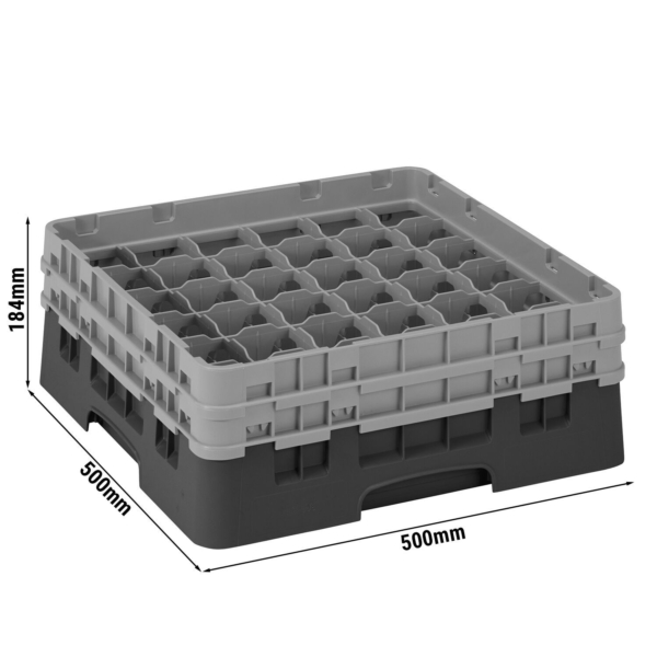 CAMBRO | CAMRACK® - Panier à verres 1/1 - 36 compartiments - avec 2 rallonges - 500x500mm - Noir