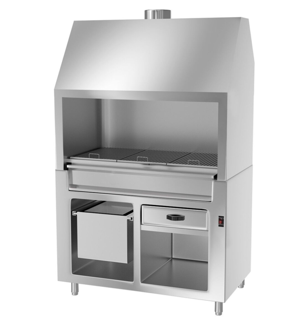 Grill au charbon de bois BERLIN - 1,36m - aspect inox