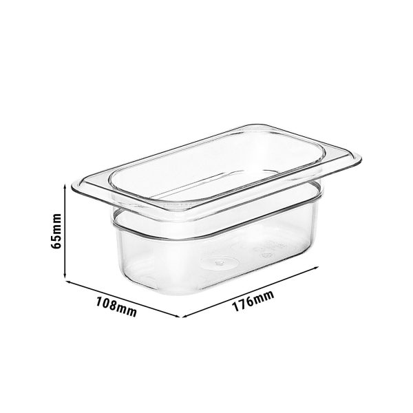 (6 pièces) CAMBRO | CAMWEAR® - Conteneur GN en polycarbonate 1/9 - Transparent - Profondeur 65 mm