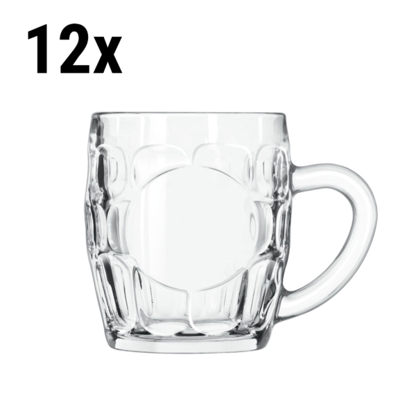 Douze tasses à bière en verre transparent