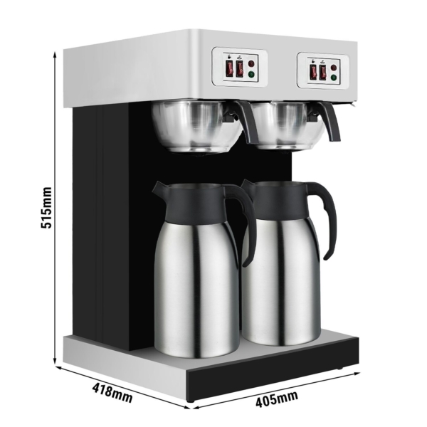 Cafetière double avec dimensions en millimètres