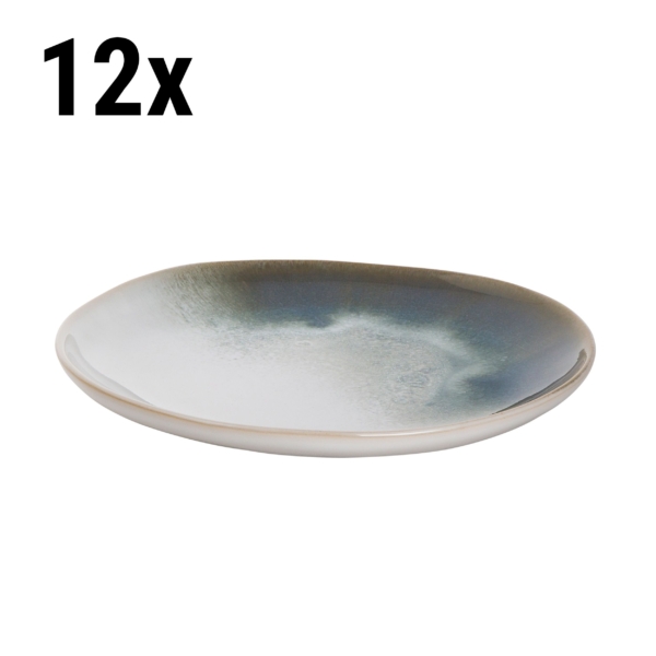 Assiette en céramique bleue, lot de 12