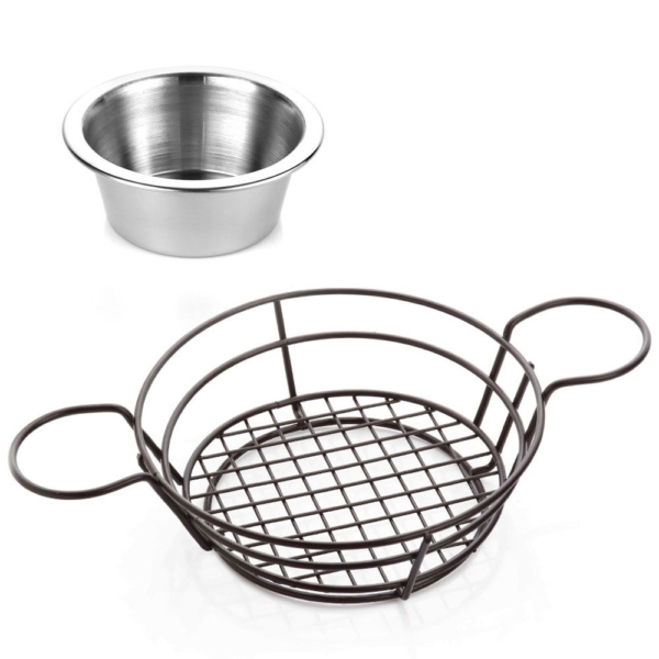 (5 pièces) Panier pour fingerfood avec diptasses - Ø 21 cm