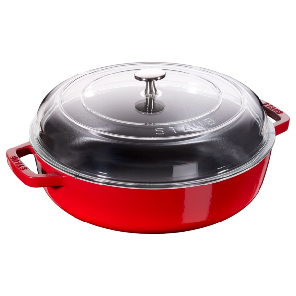 STAUB | BRAISERS - Cocotte avec couvercle en verre - 280mm - Fonte - Rouge cerise