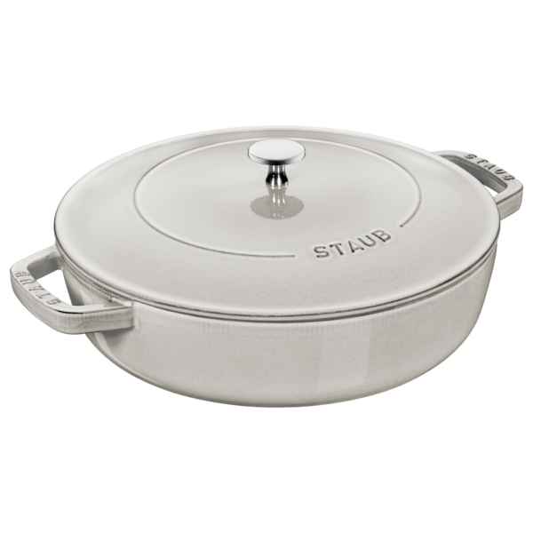 STAUB | BRAISERS - Plat à rôtir avec structure Chistera Drop-Structure - Ø 280 mm - Fonte - Truffe blanche