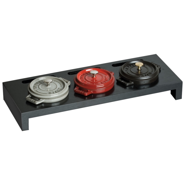 STAUB | SPECIALITIES - Planche de service pour 3 mini cocottes - 420x160 mm - Bois composite - Noir