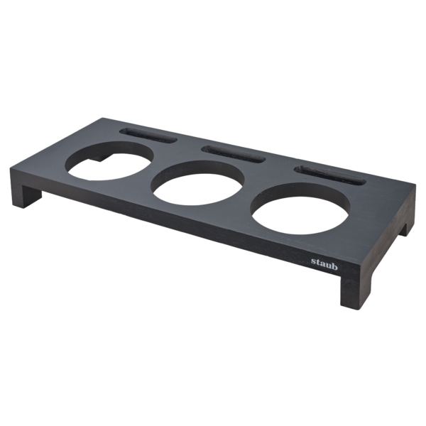 STAUB | SPECIALITIES - Planche de service pour 3 mini cocottes - 420x160 mm - Bois composite - Noir