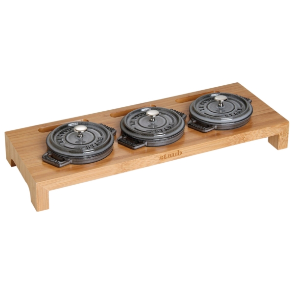 STAUB | SPECIALITIES - Planche de service pour 3 mini-cocottes - 420x160 mm - Bambou