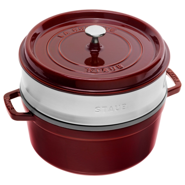 STAUB | LA COCOTTE - Cocotte avec insert vapeur - Ø 260mm - Fonte - Grenadine-Rouge