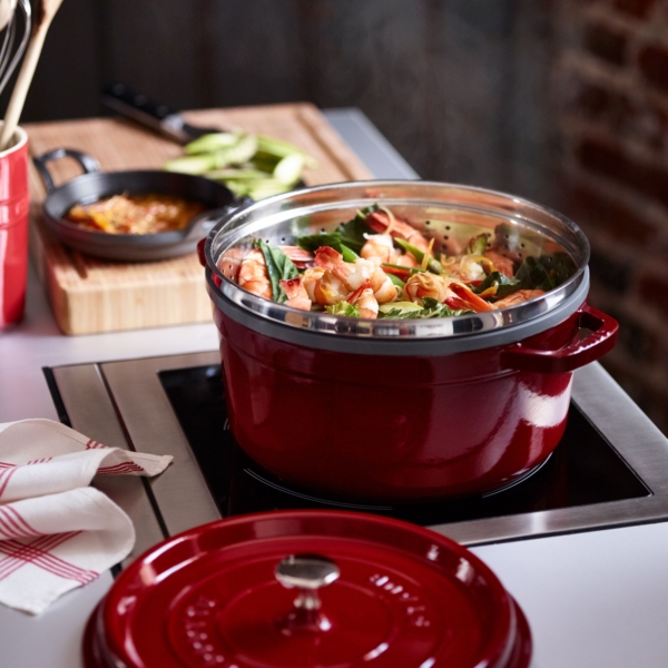 STAUB | LA COCOTTE - Cocotte avec insert vapeur - Ø 260mm - Fonte - Grenadine-Rouge