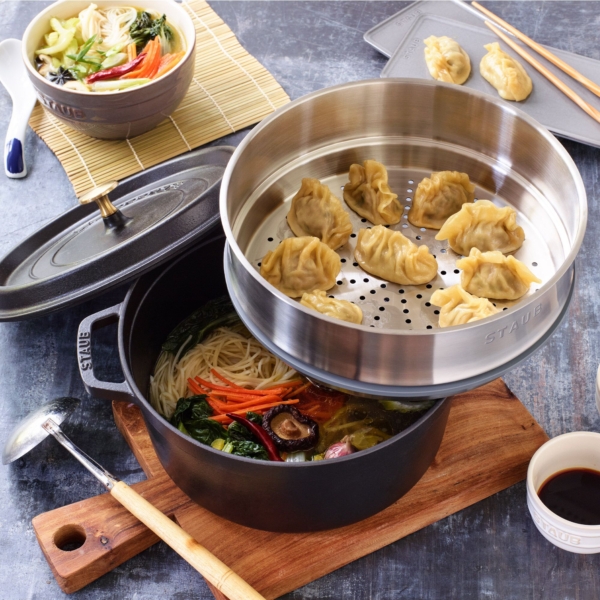 STAUB | LA COCOTTE - Cocotte avec insert vapeur - Ø 260mm - Fonte - Gris graphite