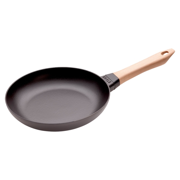 STAUB | PANS - Poêle avec manche en bois - Ø 240mm - Fonte - Noir