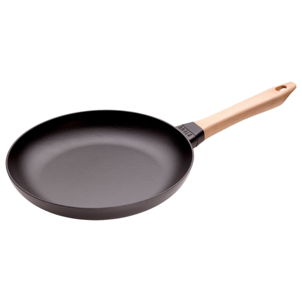 STAUB | PANS - Poêle avec manche en bois - Ø 280mm - Fonte - Noir