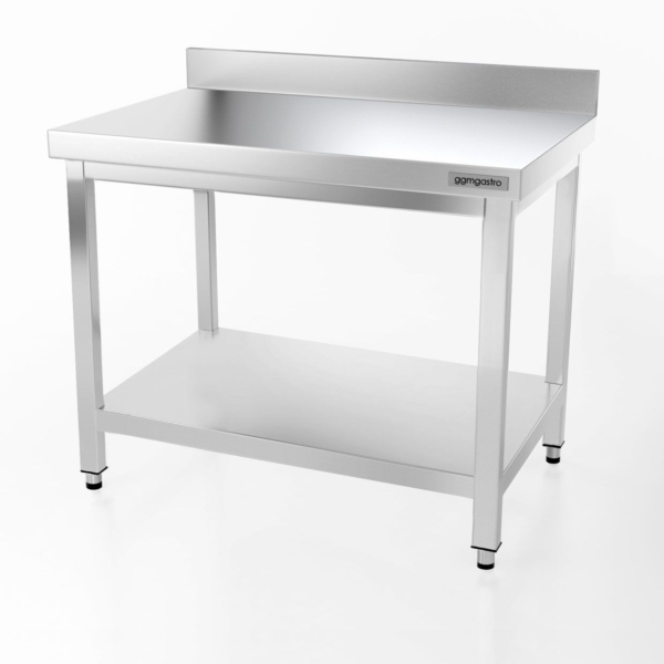 Table de travail en inox PREMIUM - 1000x600mm - avec fond de base & rebord