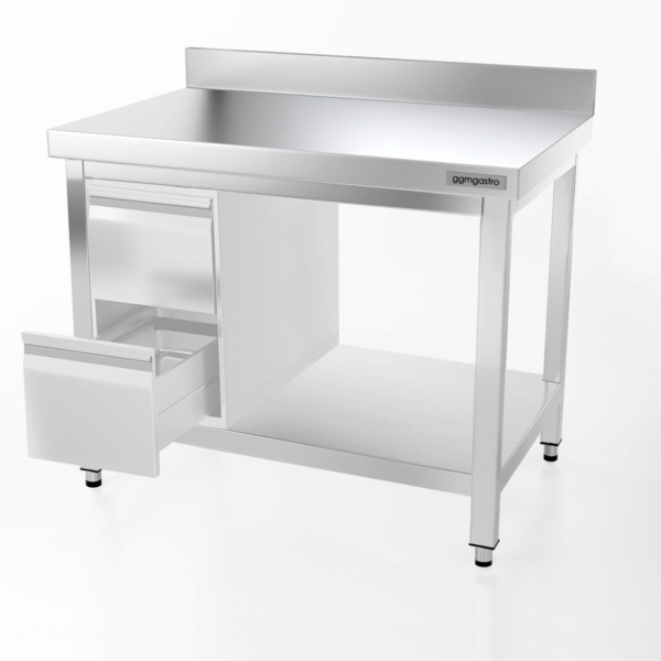 Table de travail en inox PREMIUM - 1000x600mm - avec fond de base & rebord