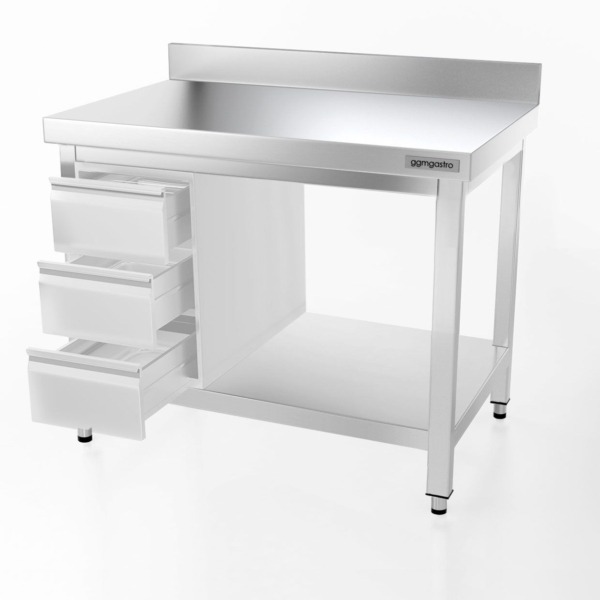 Table de travail en inox PREMIUM - 1000x600mm - avec fond de base & rebord